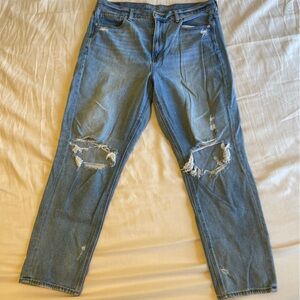 American Eagle Light Wash Distressed Mom Jean